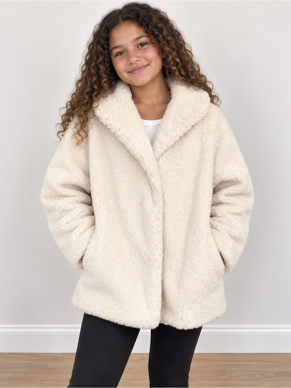 Patagonia Girls XL 14 Cream Sherpa Fleece Coat Cozy Teddy Jacket